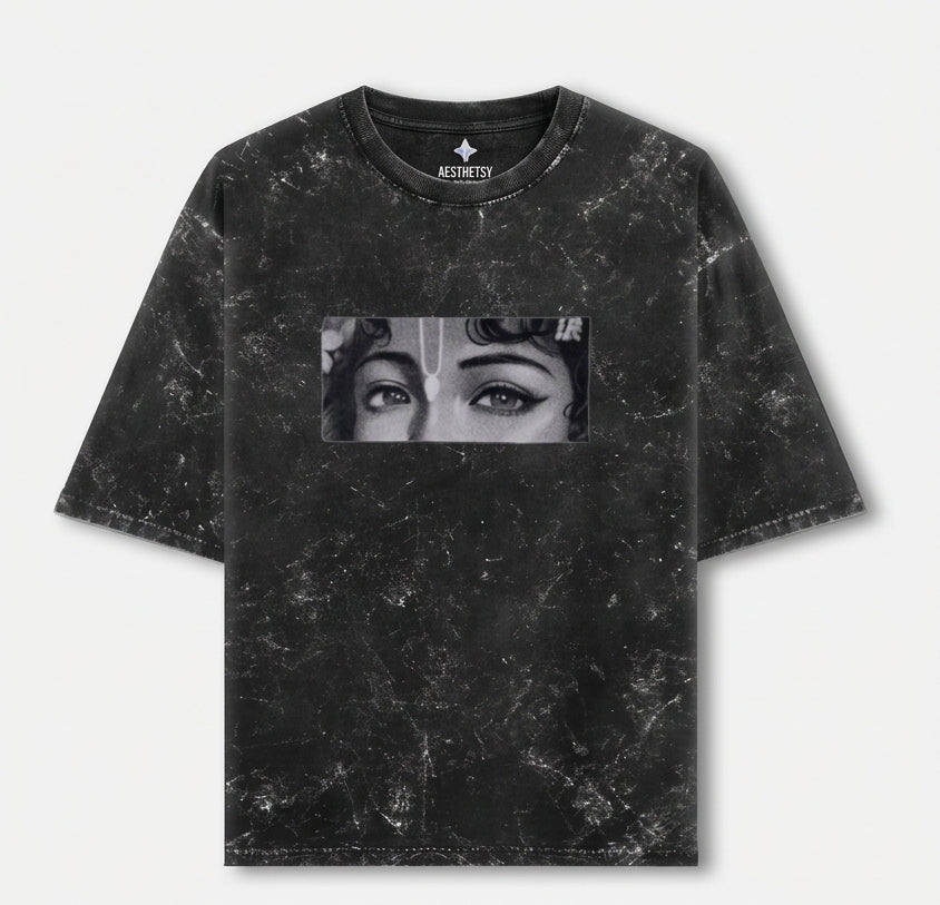 DIVINE EYES Acid Washed Oversized Tee