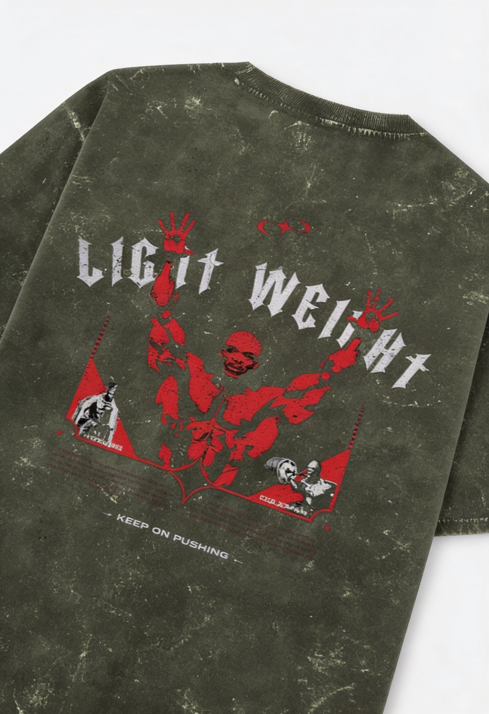 LIGHT WEIGHT GYM Acid Washed Oversized Tee