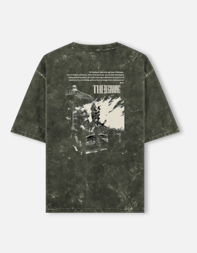 THE BEGINNING Acid Washed Oversized Tee