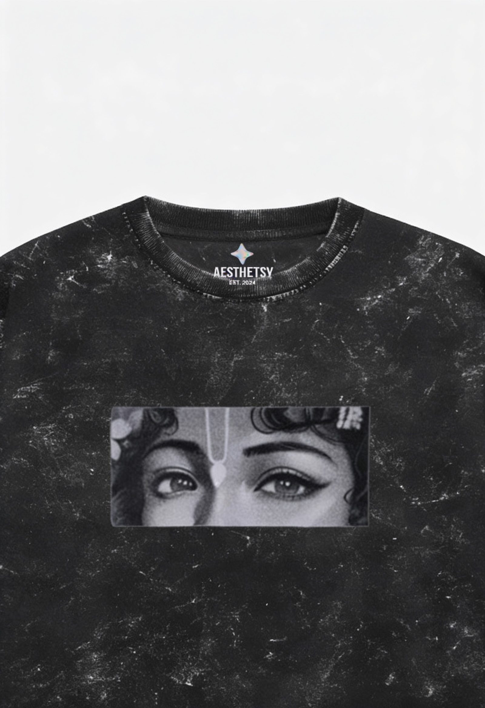 DIVINE EYES Acid Washed Oversized Tee