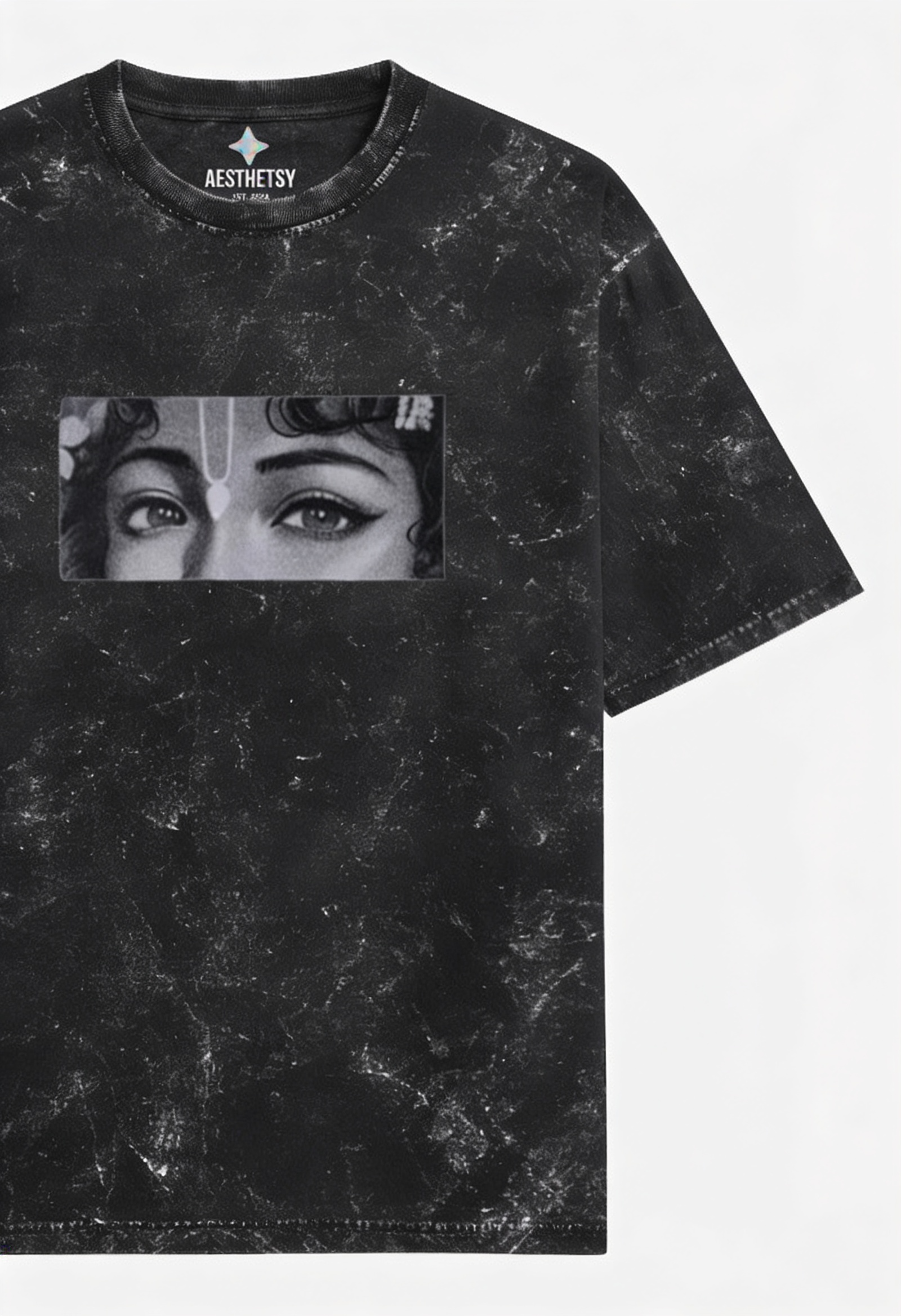 DIVINE EYES Acid Washed Oversized Tee