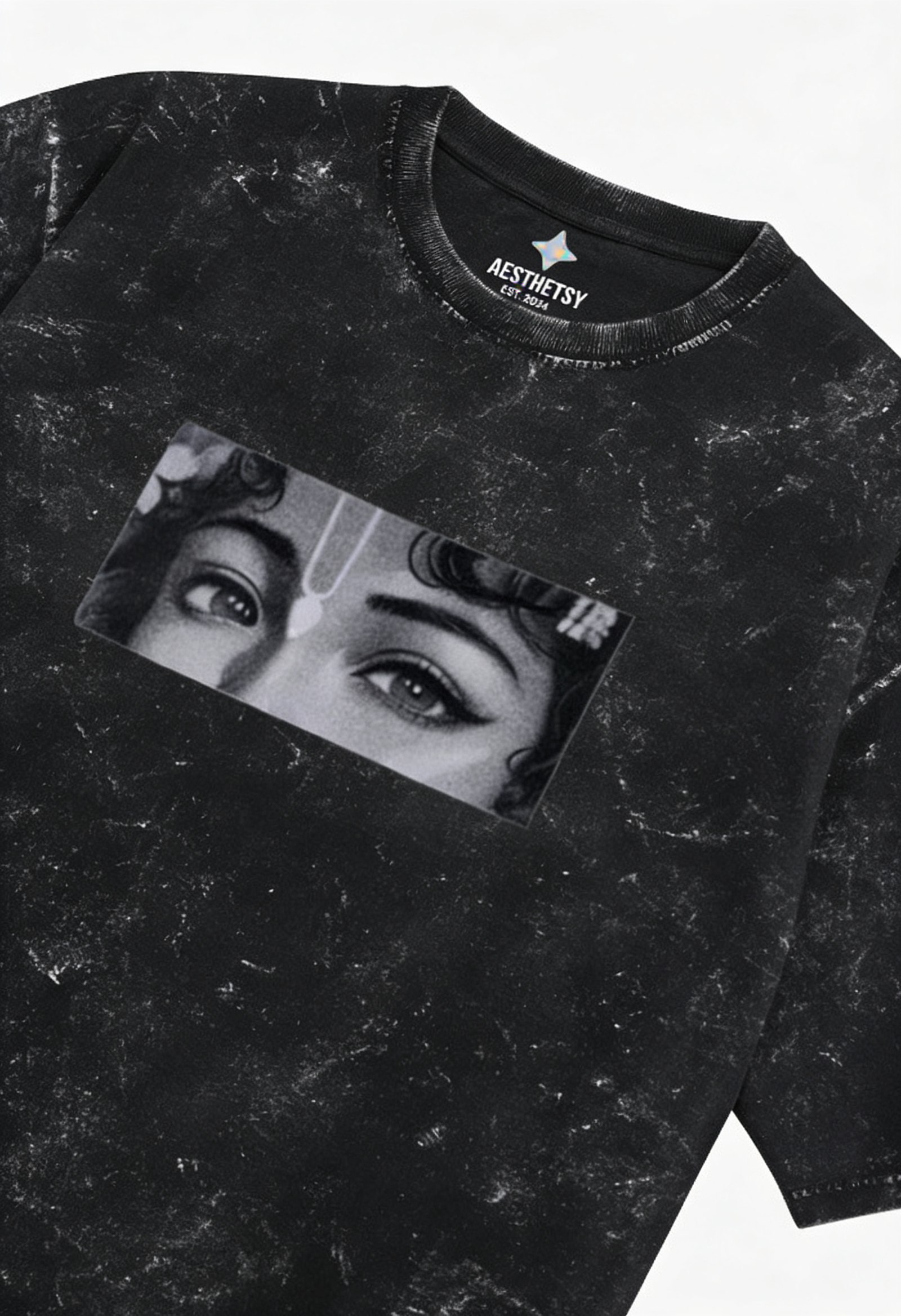 DIVINE EYES Acid Washed Oversized Tee